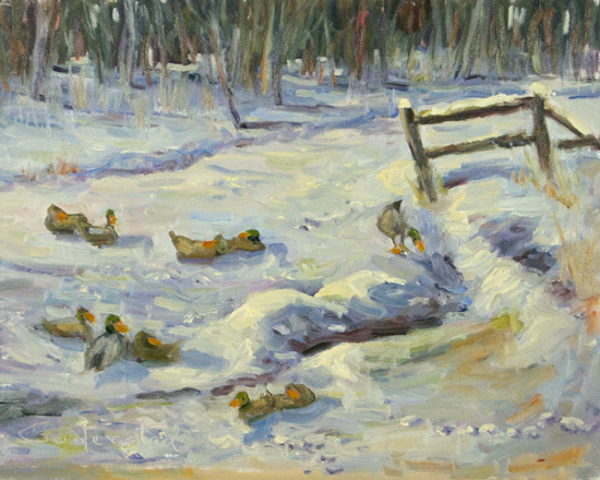 On Frozen Pond Painting by Paul Goderstad